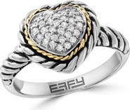 EFFY Two-Tone Pavé Diamond Heart Ring