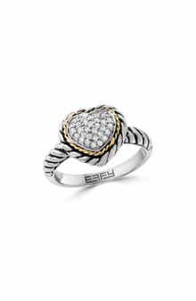 EFFY Two-Tone Pavé Diamond Heart Ring