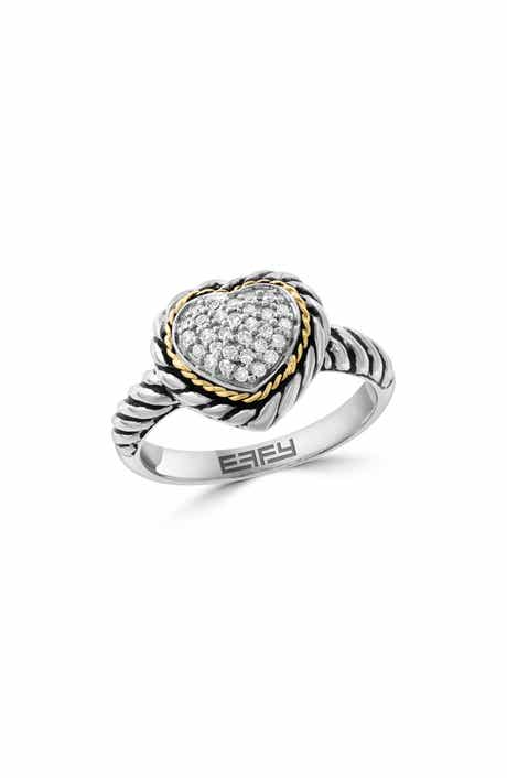 EFFY Two-Tone Pavé Diamond Heart Ring