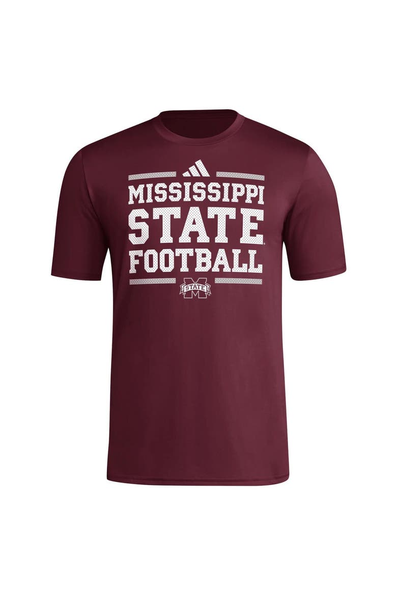 Men's adidas Maroon Mississippi State Bulldogs Locker Football Pre-Game AEROREADY T-Shirt, Alternate, color, Maroon
