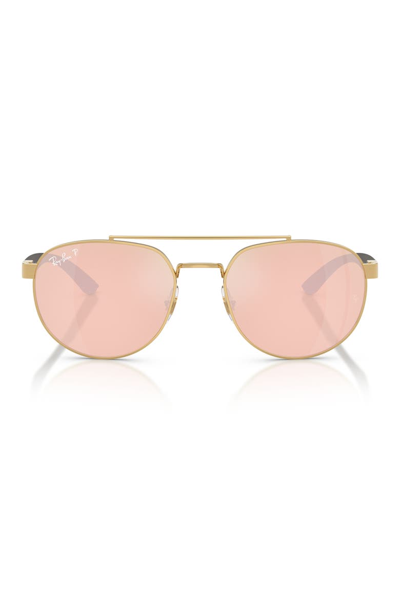 56mm Polarized Irregular Sunglasses, Main, color, ARISTA / ORANGE MIR PINK POLAR