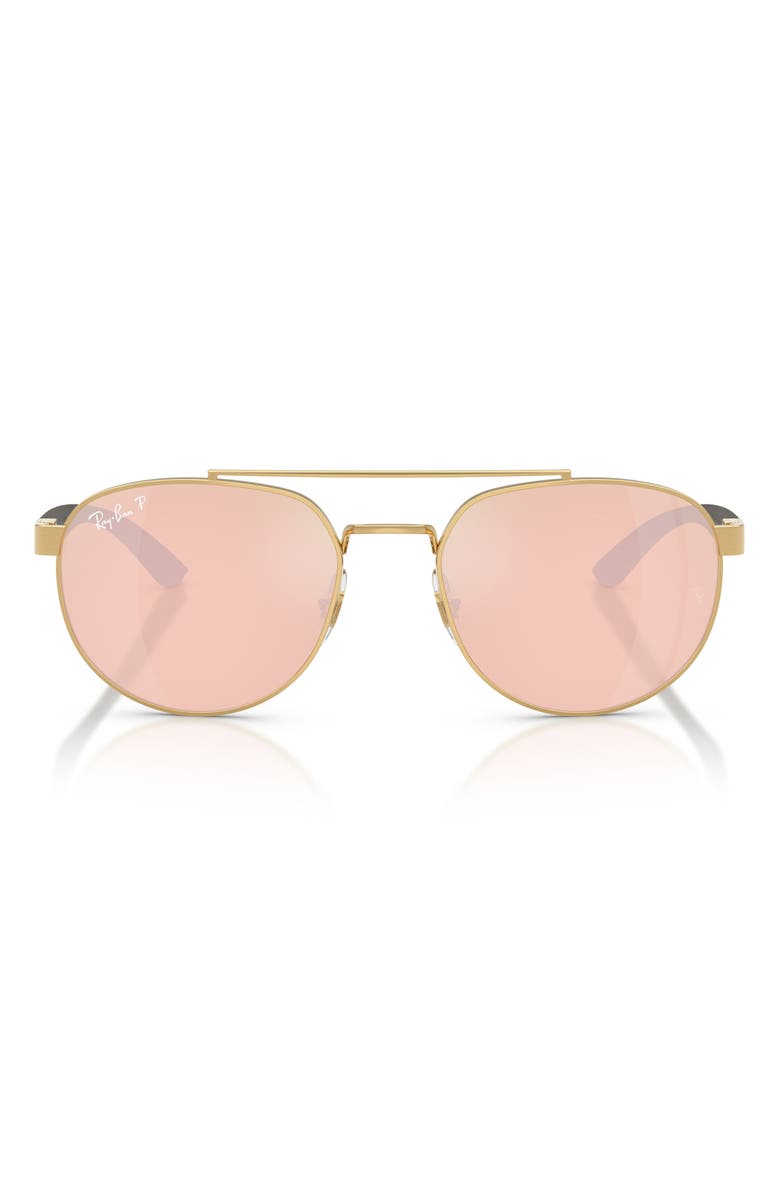 Ray-Ban 56mm Polarized Irregular Sunglasses, Main, color, Arista / Orange Mir Pink Polar