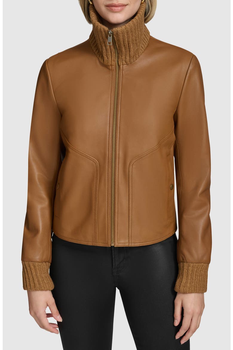 Beatrix Leather Jacket, Main, color, TAN