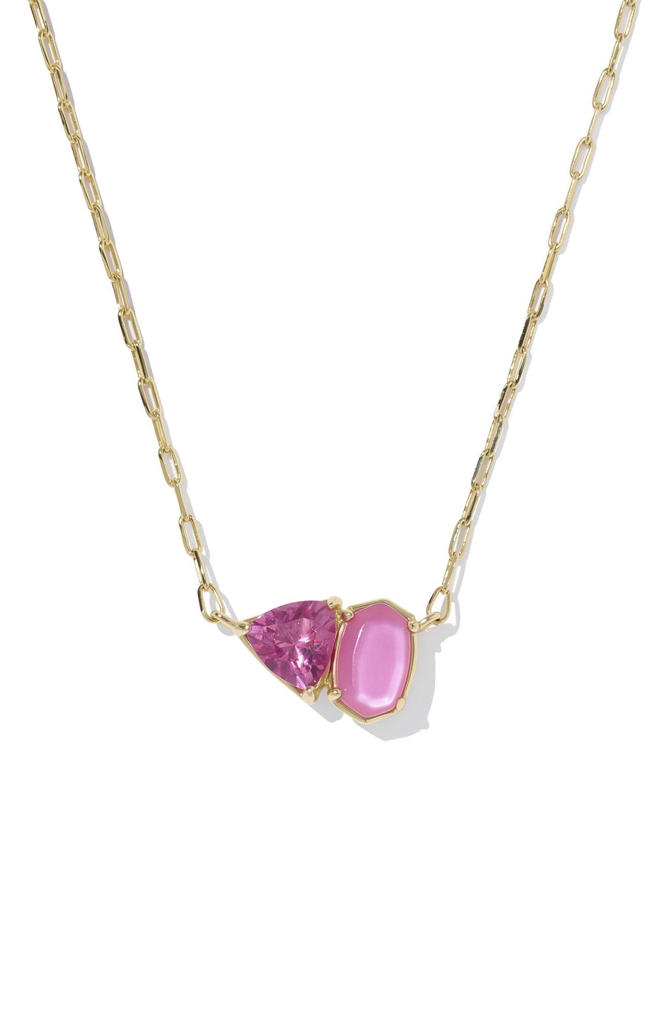 Kendra Scott Tatum Pendant Necklace In Gold Azalea Pink Mix