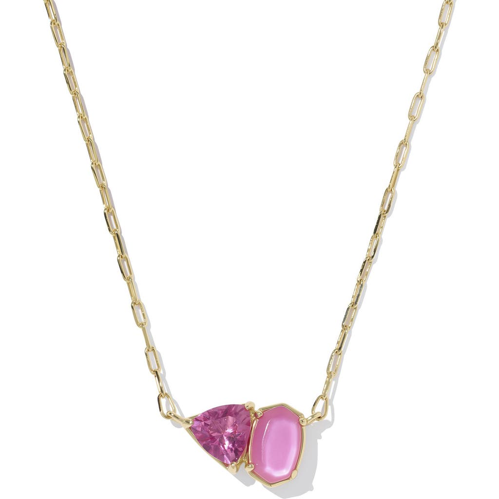 Kendra Scott Tatum Pendant Necklace In Gold Azalea Pink Mix