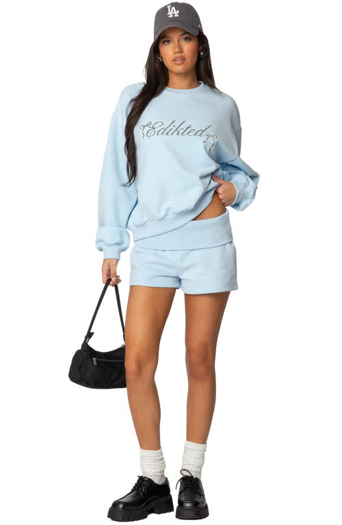 Shop Edikted Super Oversize Crewneck Sweatshirt In Light-blue