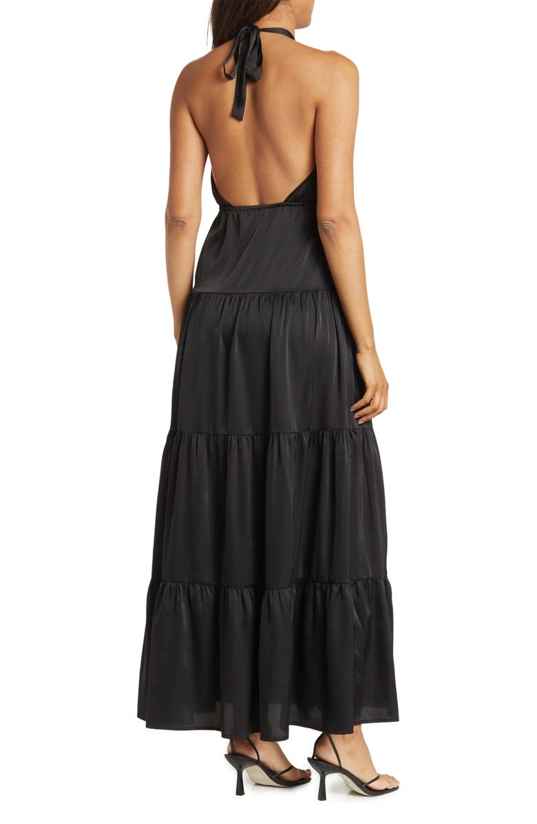 Love By Design Roberta Satin Halter Maxi Dress, Alternate, color,