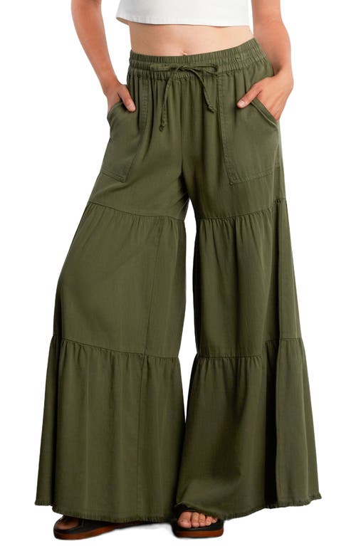 Billy T Fancy Cotton Blend Tiered Pants In Green