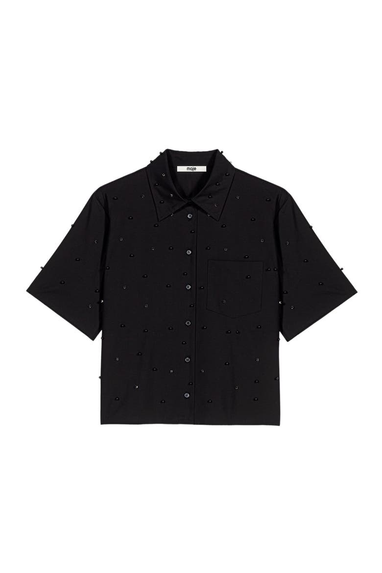 Shirt with rhinestones and beads, Alternate, color, Black