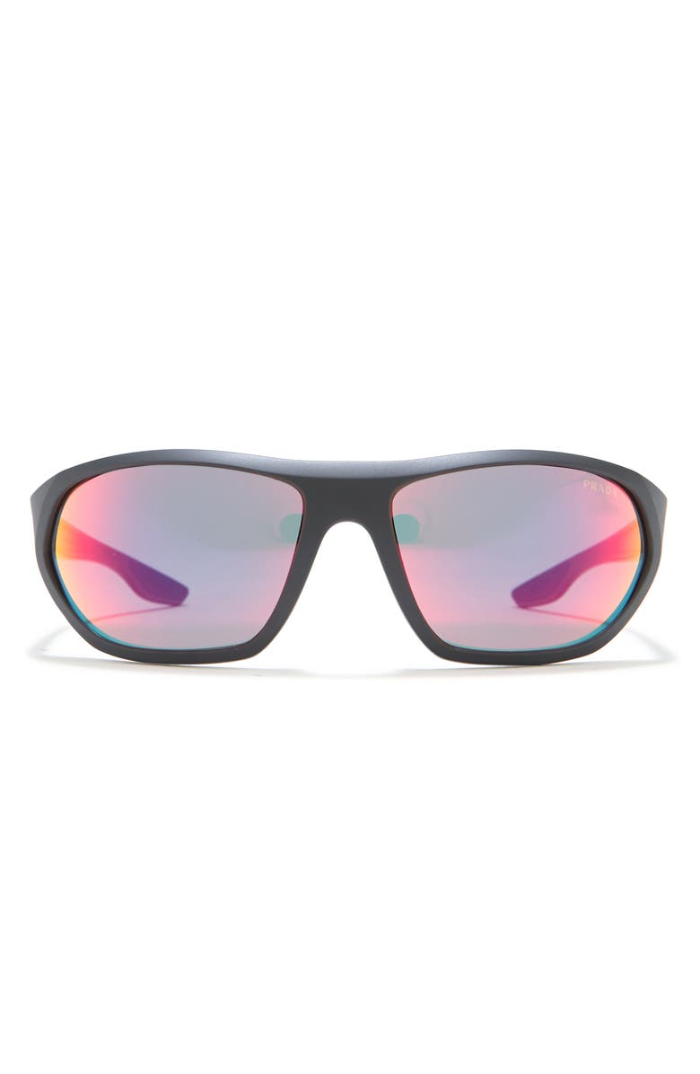Prada Linea Rossa 66mm Wrap Mirror Sunglasses, Main, color,