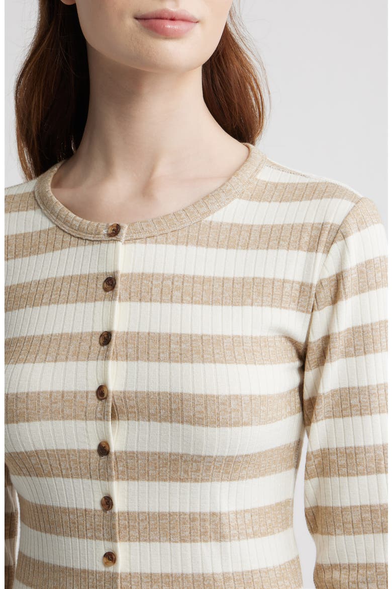 Stripe Rib Cardigan, Alternate, color, TOFFEE