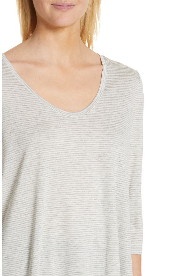 Mini Stripe Tee, Alternate, color, WHITE- GREY MINI STRIPE