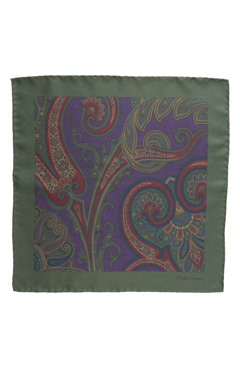 Ralph Lauren Purple Label Paisley Silk Pocket Square, Alternate, color,