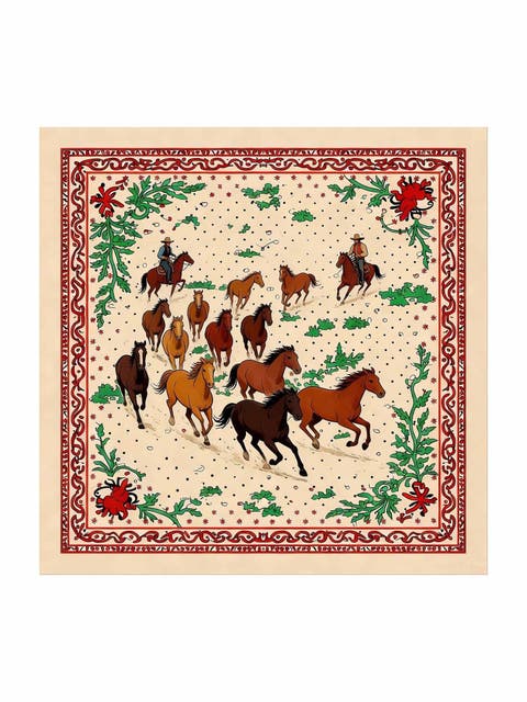 Pure Silk Horse Herd Square Scarf