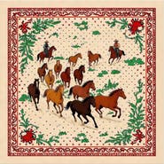SILKSILKY Pure Silk Horse Herd Square Scarf