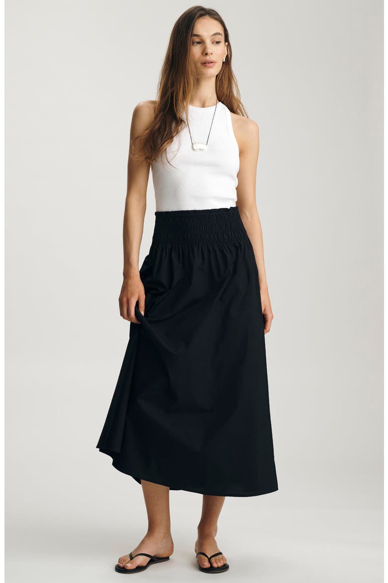 Smocked Flare Maxi Skirt, Alternate, color, BLACK