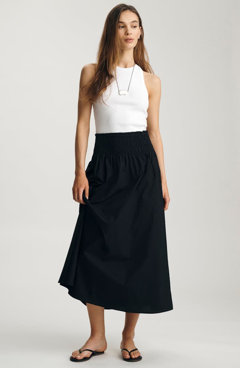 Mavi Jeans Smocked Flare Maxi Skirt, Alternate, color, 
