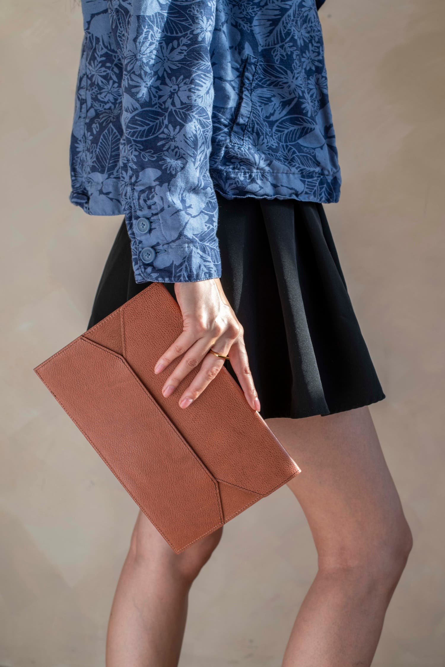 Origami Envelope Clutch, Alternate, color, Cognac