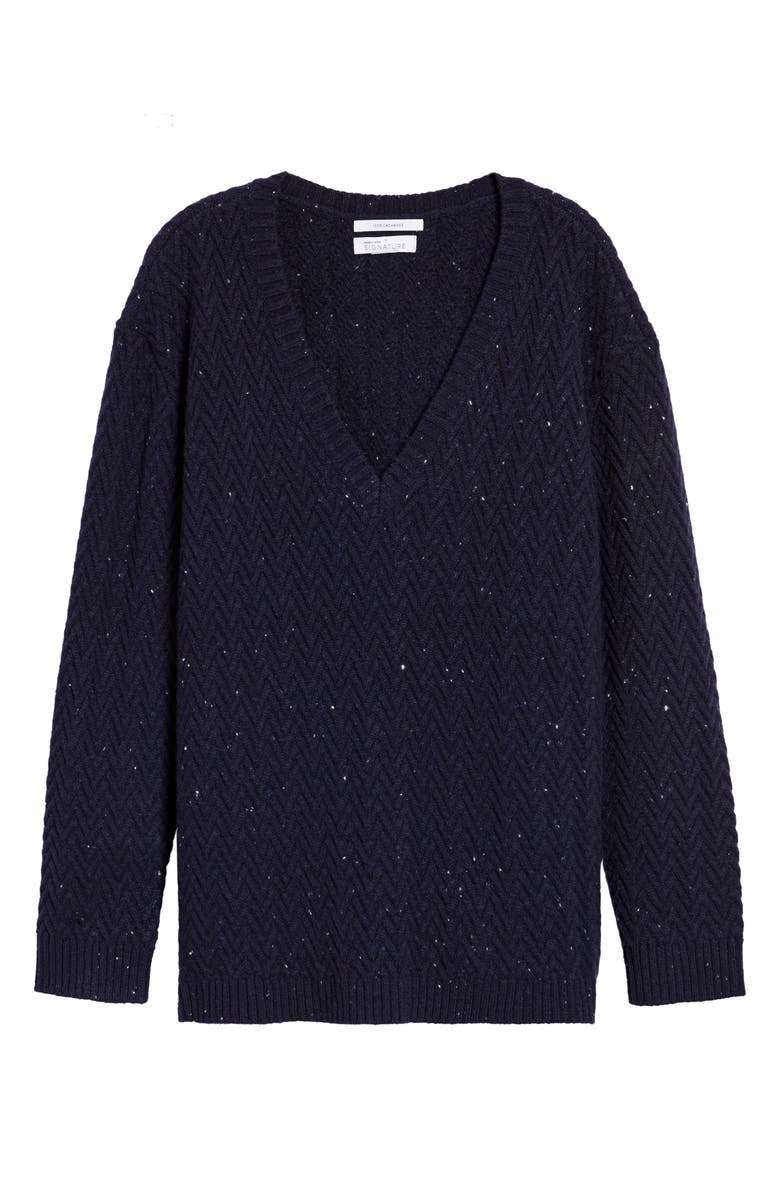 Nordstrom Signature Chevron Knit Cashmere Sweater, Alternate, color,