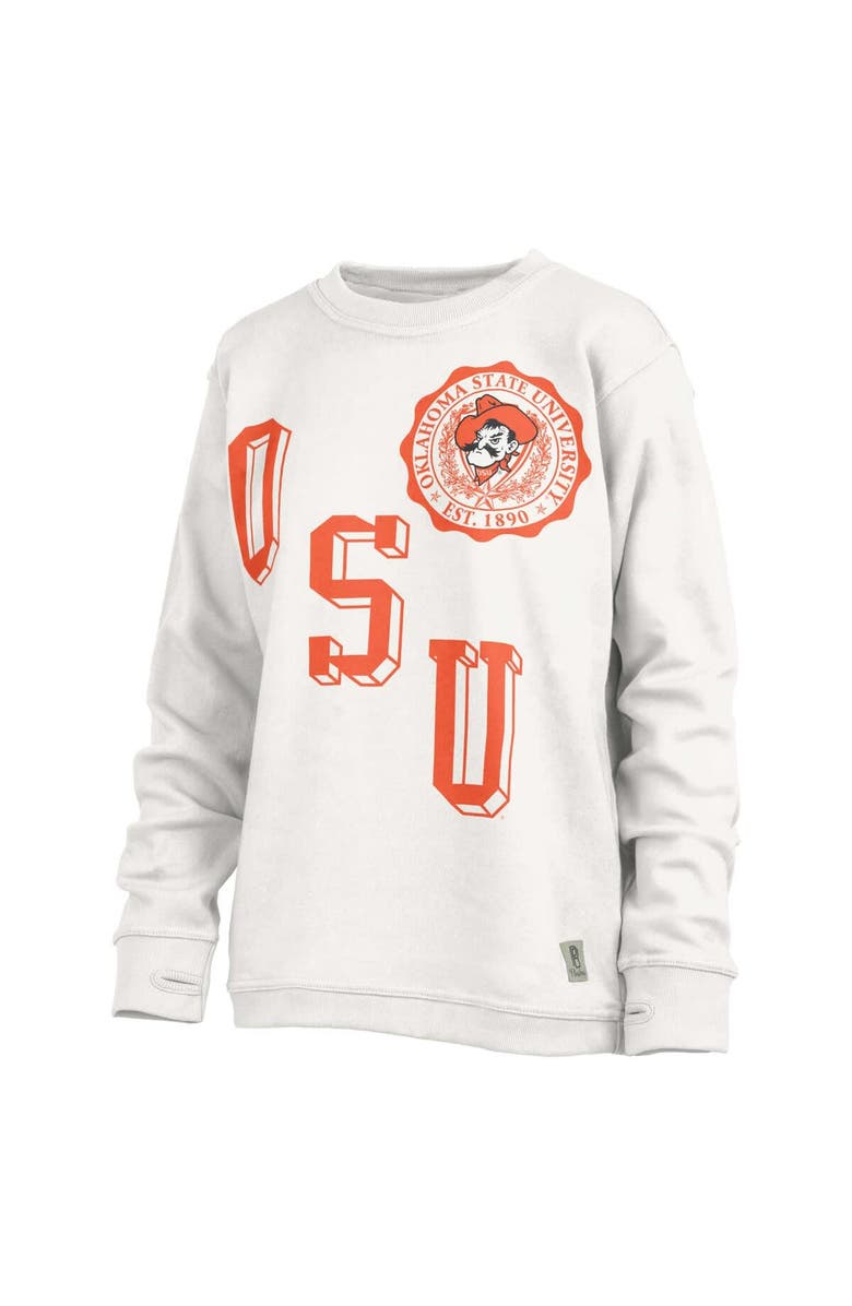 PRESSBOX Women's Pressbox White Oklahoma State Cowboys Shoreline Sundown Pullover Sweatshirt, Main, color, White