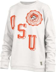 PRESSBOX Women's Pressbox White Oklahoma State Cowboys Shoreline Sundown Pullover Sweatshirt