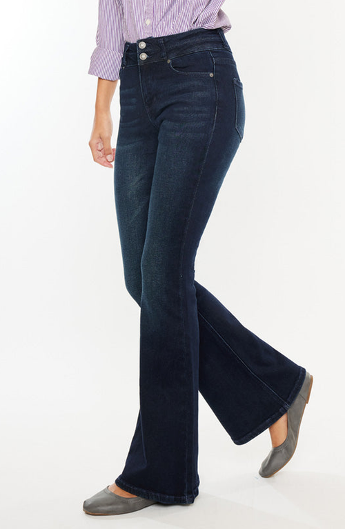 Kancan Vida High Rise Flare Jeans In Dark Wash