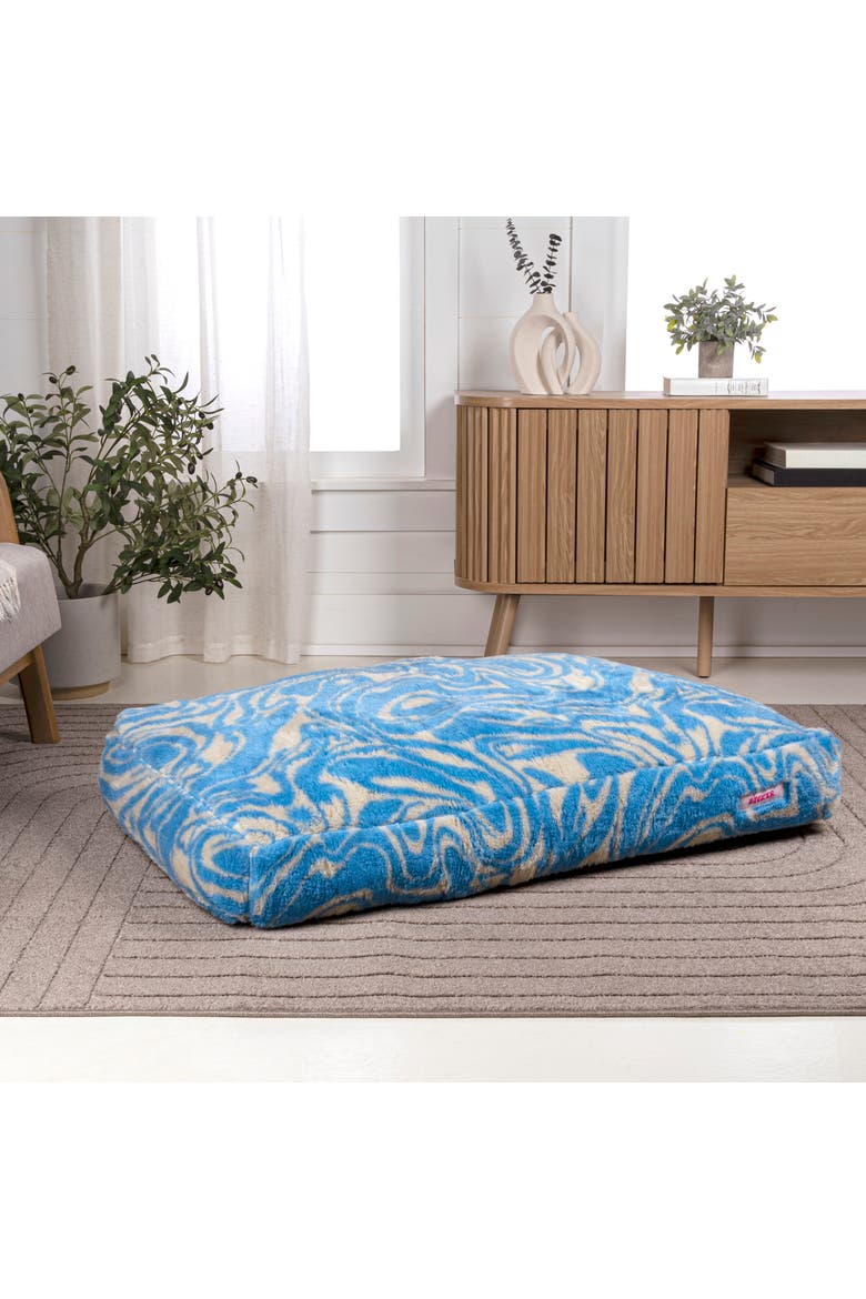 MabelDesigner Modern Ultra Soft Reversible Plush Rectangular Pet Bed with Washable Cover, Alternate, color, Blue/Cream