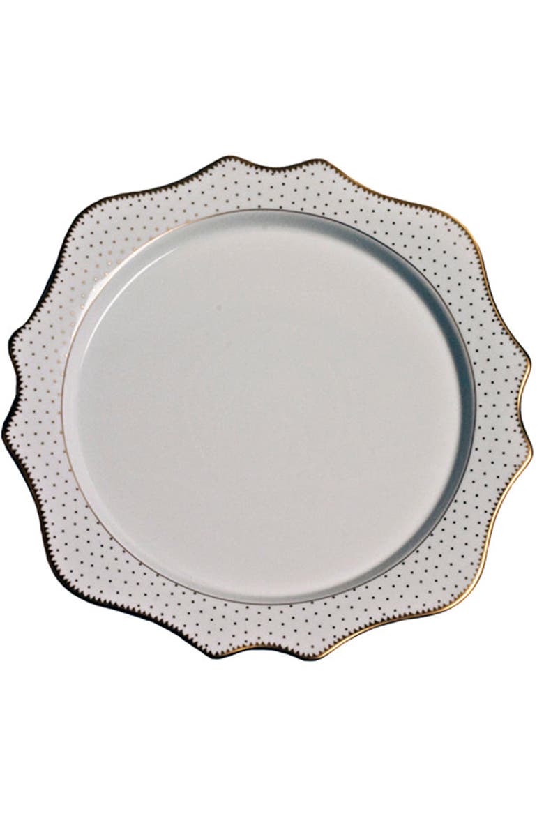 Simply Anna Antique Polka Charger Plate, Main, color, WHITE/GOLD
