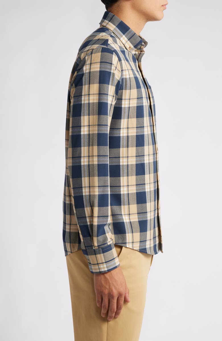 Mizzen+Main City Trim Fit Plaid Stretch Flannel Button-Down Shirt, Alternate, color, 