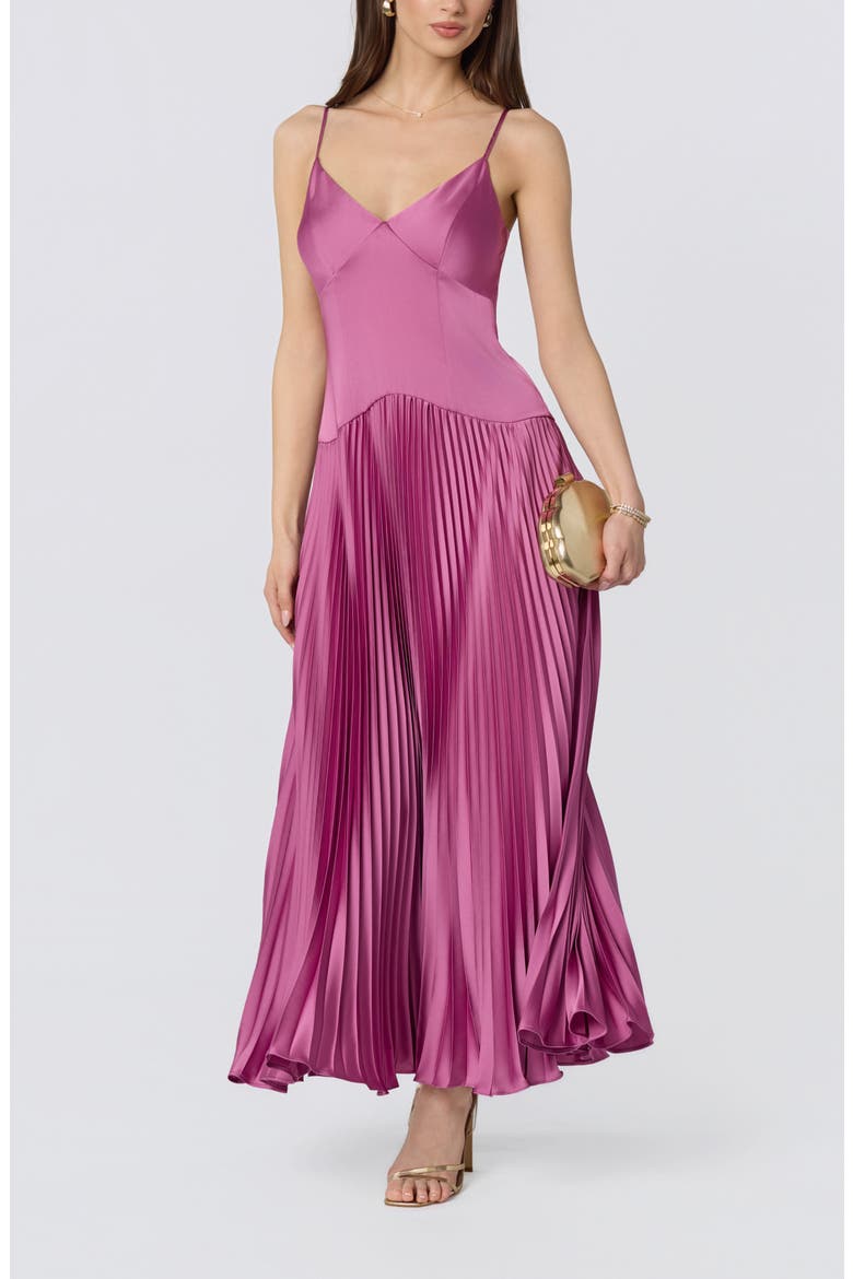 Pleated Drop Waist Dress, Alternate, color, HIBISCUS