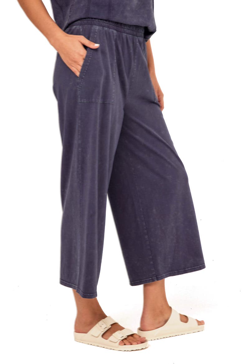 Alva Mineral Wash Pull-On Wide Leg Capri Pants, Alternate, color, STARGAZER