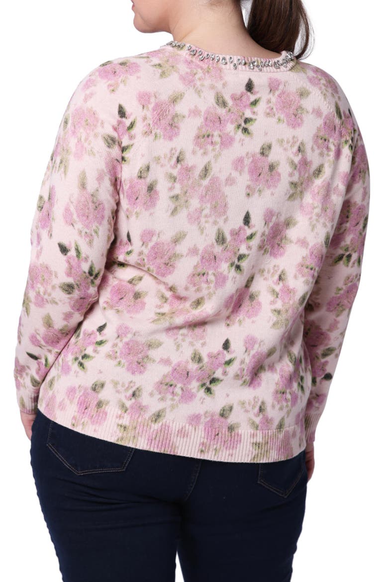 Rhinestone Embellished Crewneck Cotton & Cashmere Sweater, Alternate, color, LOTUS COMBO