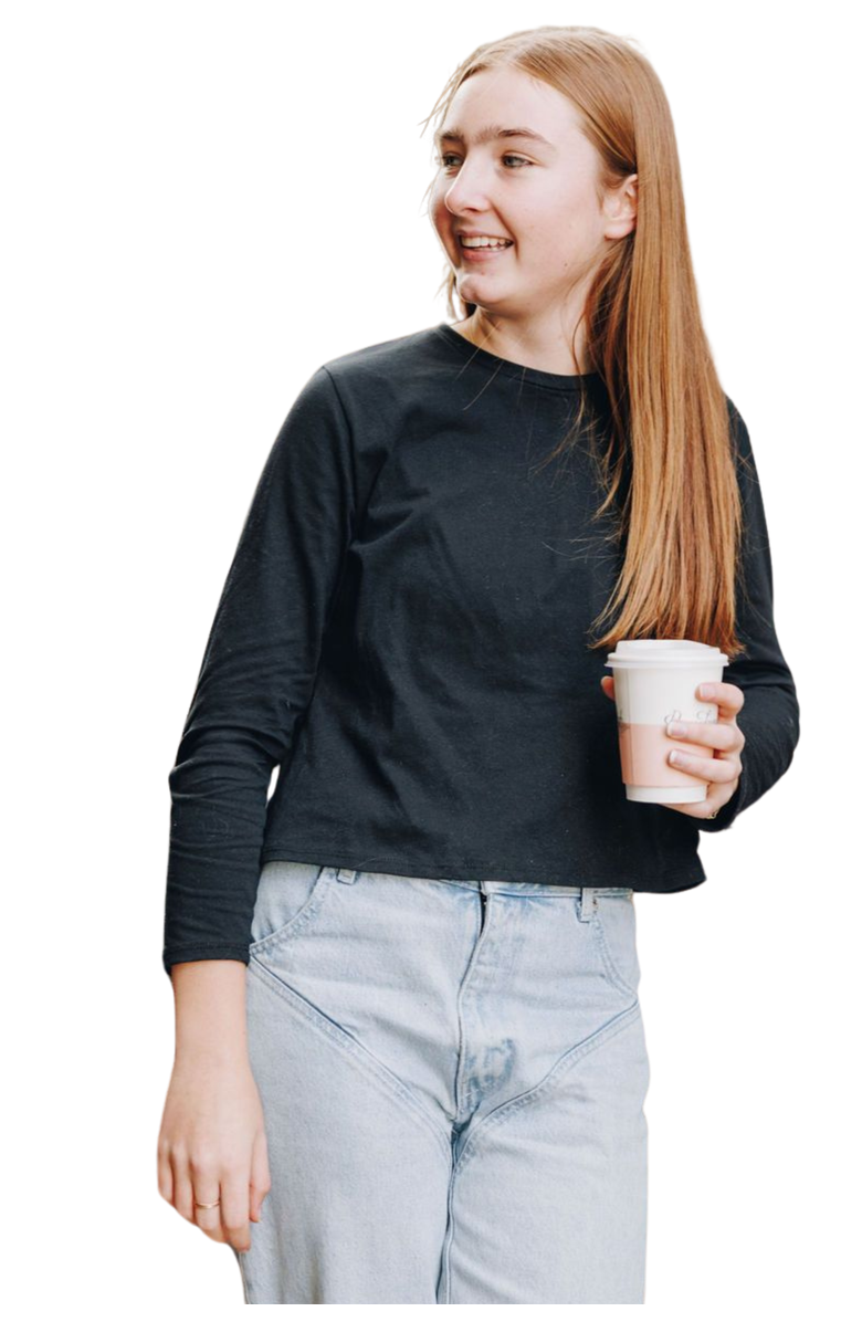 Yellowberry Whisper Long Sleeve Cotton Tee, Alternate, color, Black