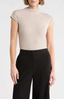Mock Neck Rib Knit Top