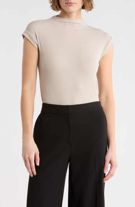 Mock Neck Rib Knit Top