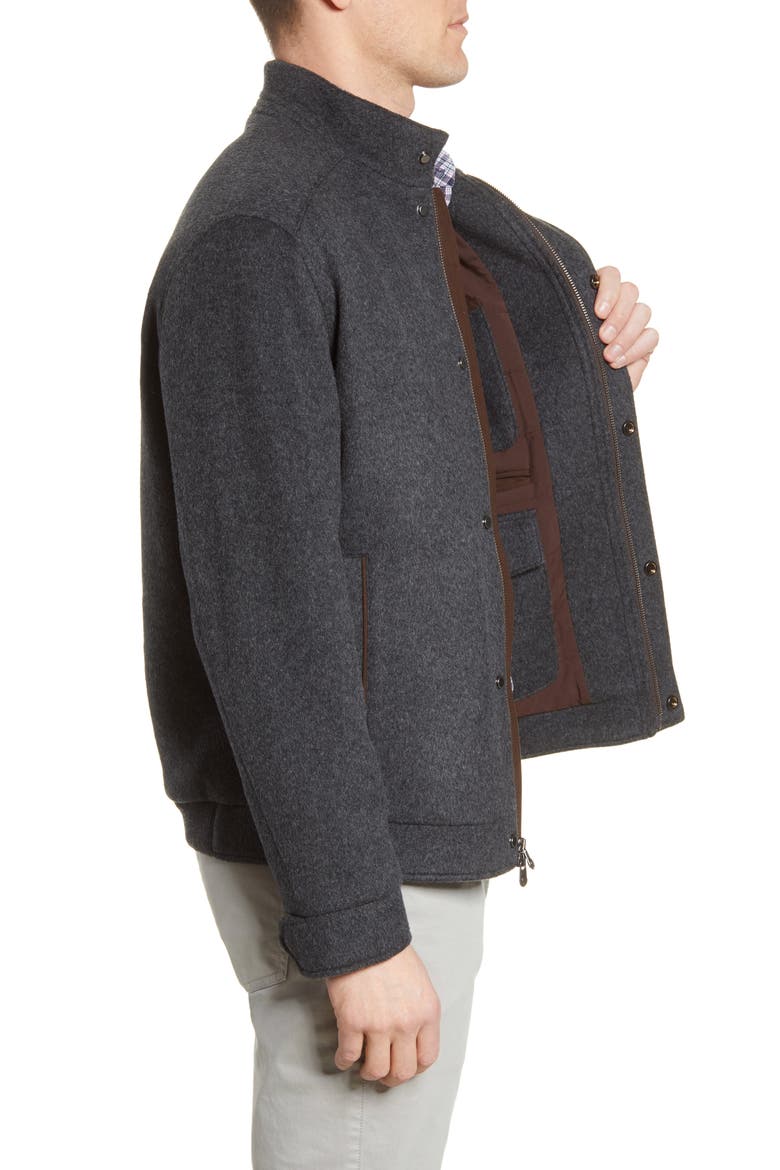 Crown Flex Fleece Wool Bomber Jacket, Alternate, color, IRON
