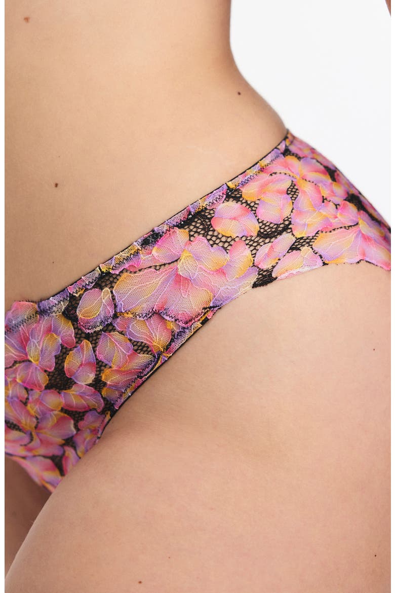 Sun Tide Floral Lace Cheeky Briefs, Alternate, color, BLACK CAVIAR