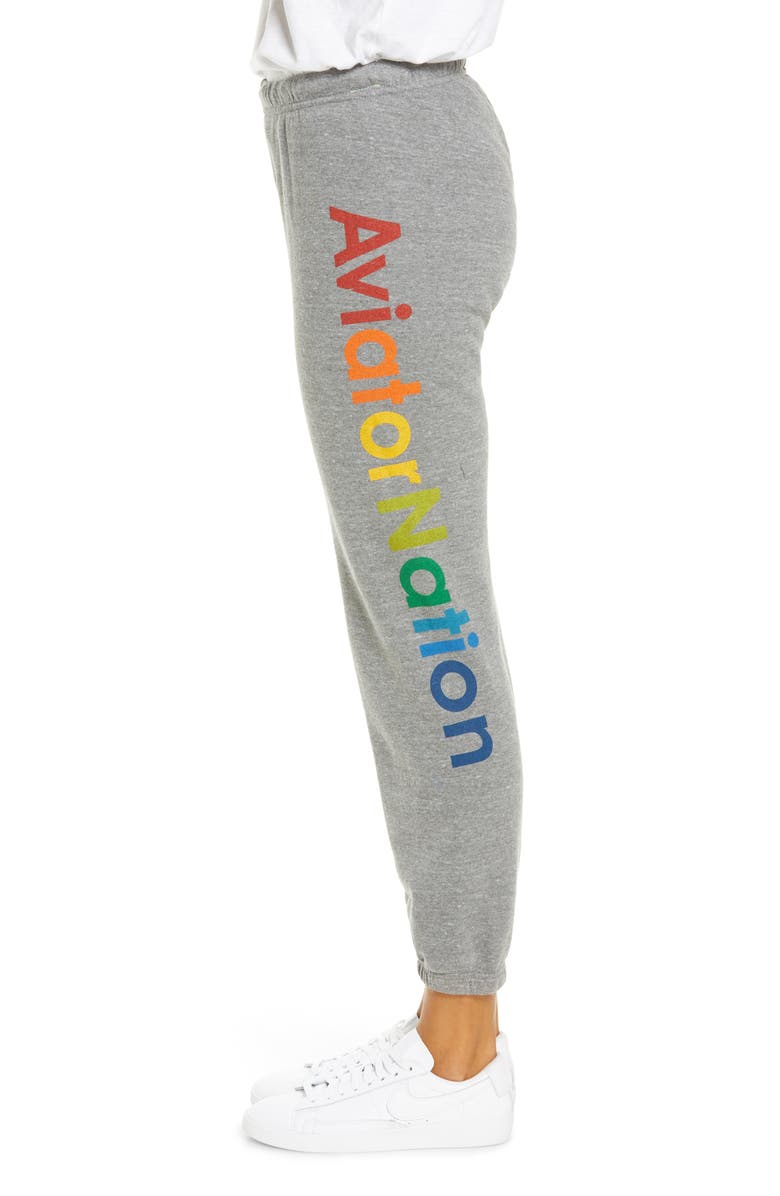 Aviator Nation Rainbow Logo Sweatpants, Alternate, color, Heather Grey