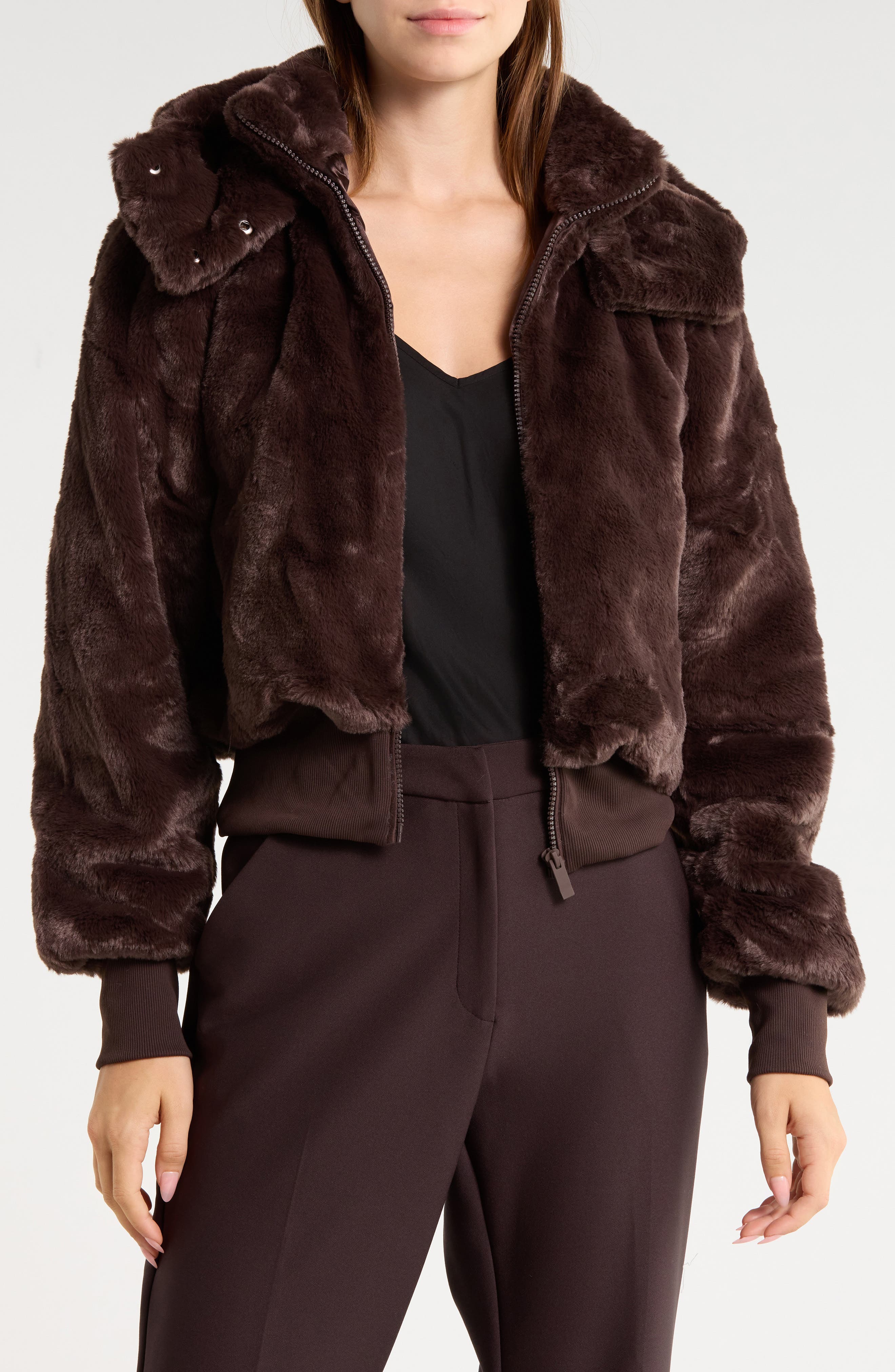 Hooded Faux Fur Jacket