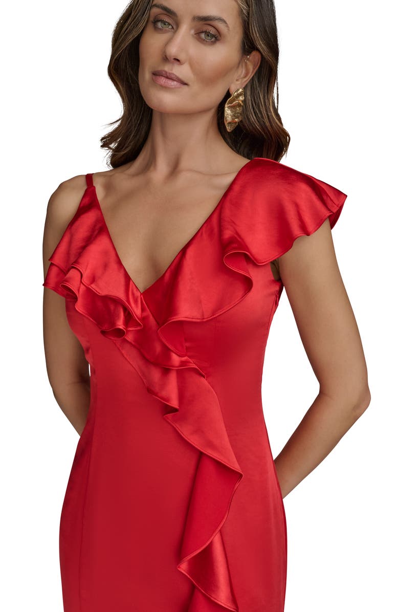 Donna Karan New York Ruffle Trumpet Gown, Alternate, color, Sahara Red