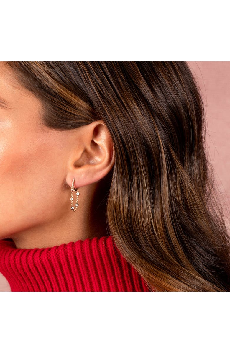 BY ADINA EDEN Diamond By The Yard Chain Drop Huggie Earring 14K, Alternate, color, 14K Gold