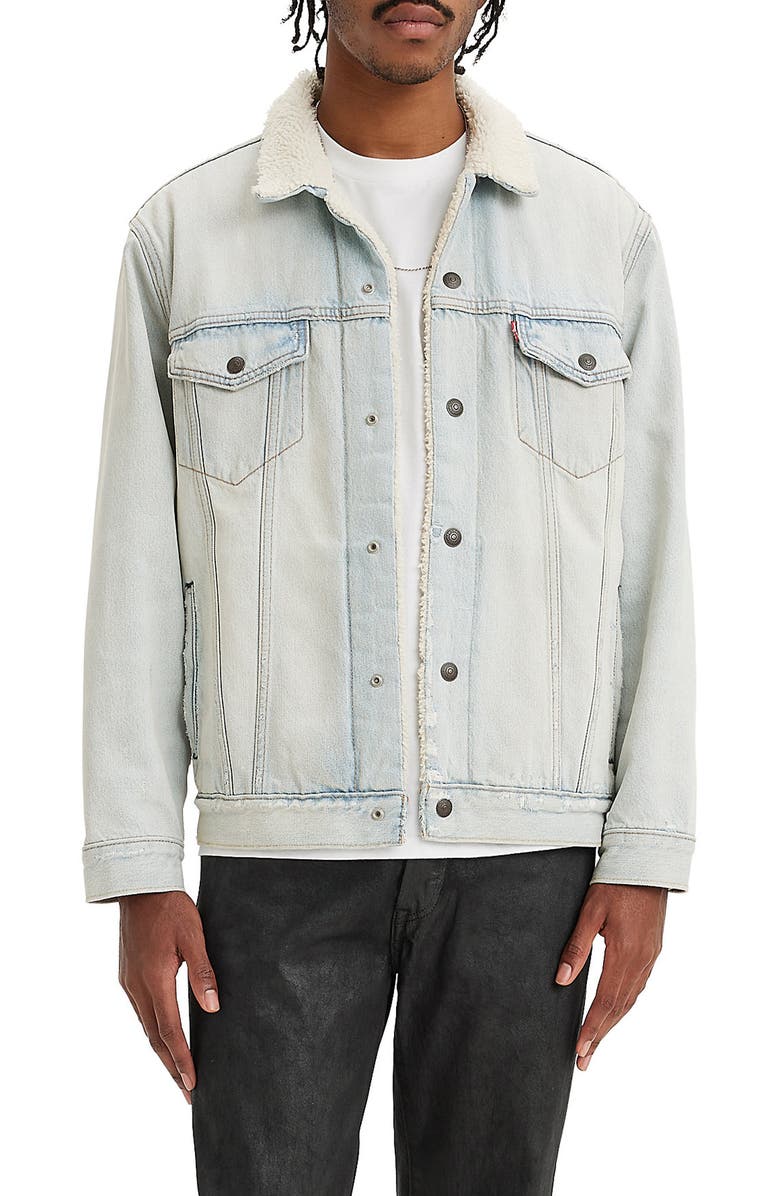 Levi's<sup>®</sup> Faux Shearling Lined Relaxed Fit Denim Trucker Jacket, Main, color,