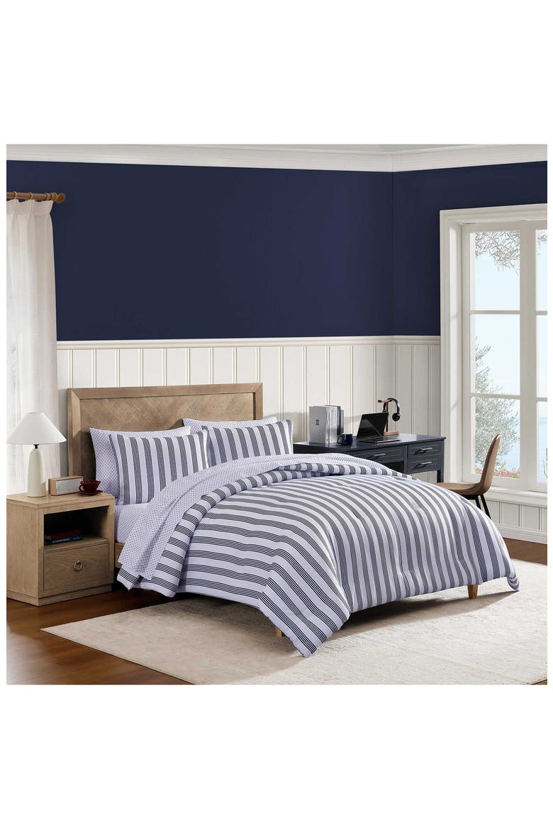 Campus Stripe 4-Piece Bedding Set, Alternate, color, WHITE/ BLUE