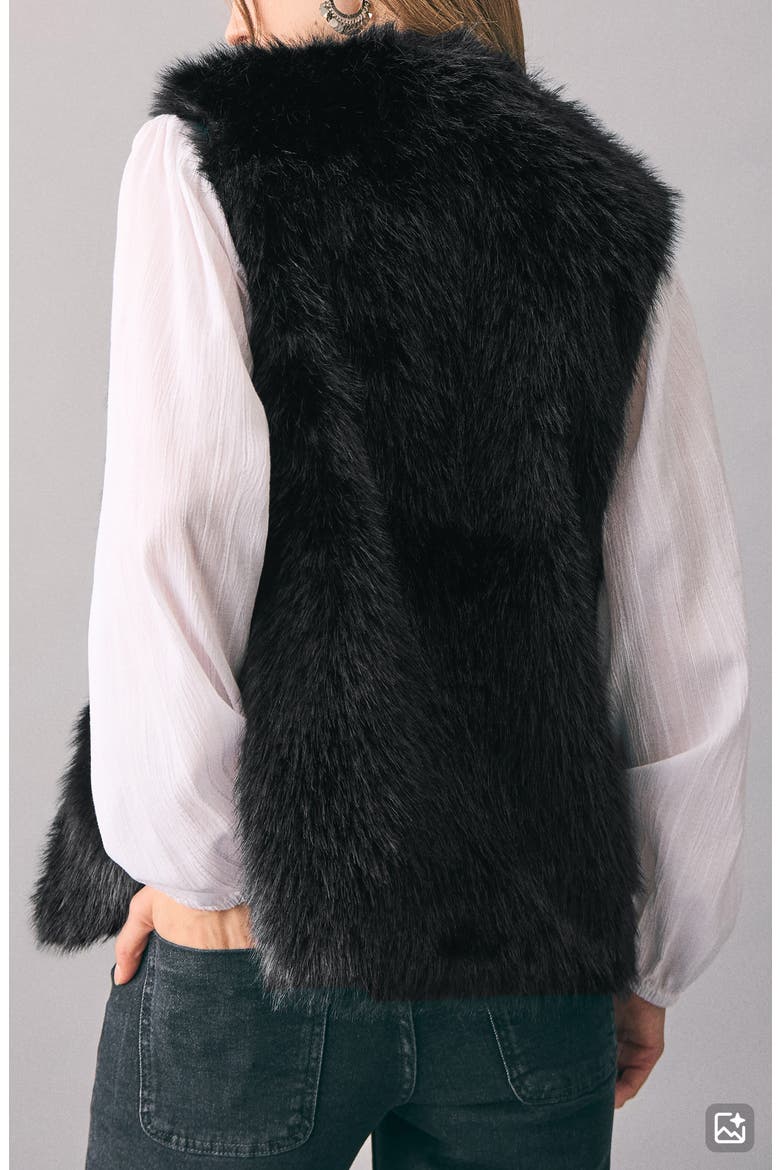 Faux Fur Vest, Alternate, color, BLACK