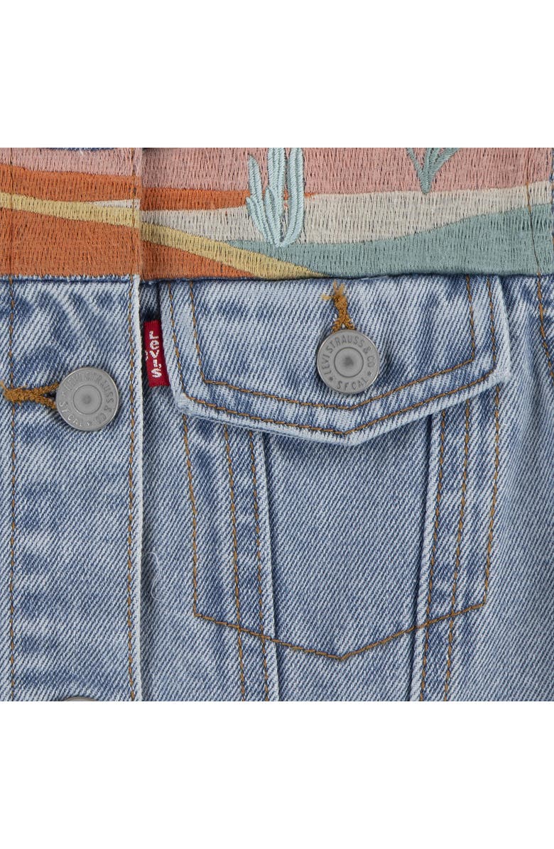 Levi's Kids' Embroidered Raw Hem Denim Vest, Alternate, color, Desert Sky