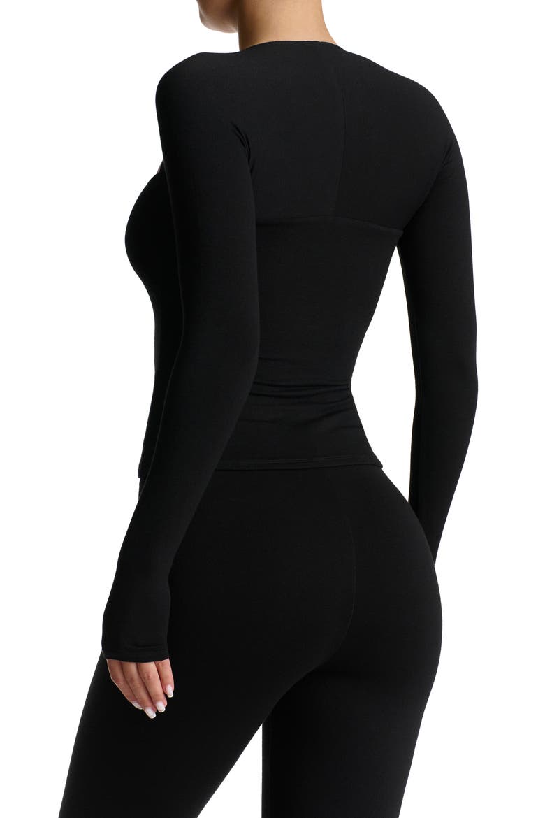 Queen Anee Neck Long Sleeve Top, Alternate, color, BLACK