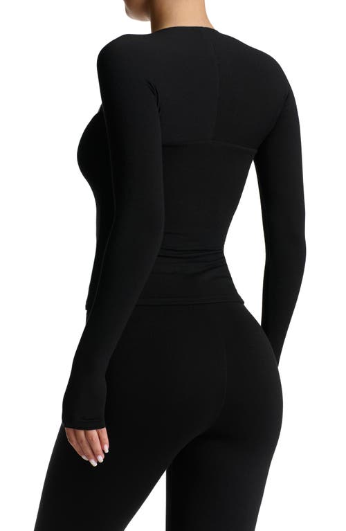 Naked Wardrobe Queen Anee Neck Long Sleeve Top In Black