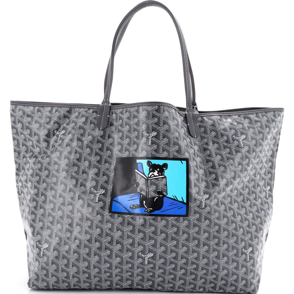 Pre-owned Goyard Goyard Saint Louis Tote Printed Coated Canvas Gm In Gray