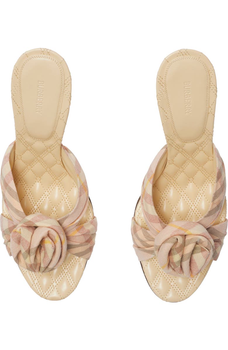 Burberry Mews Check Rose Bow Slide Sandal, Alternate, color,