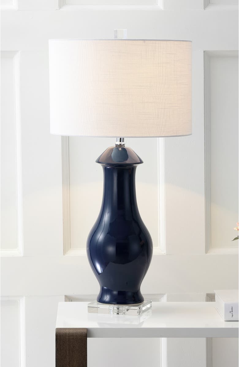 JONATHAN Y Liberty 31" Ceramic/Crystal LED Table Lamp, Navy/Clear, Alternate, color, Navy/Clear